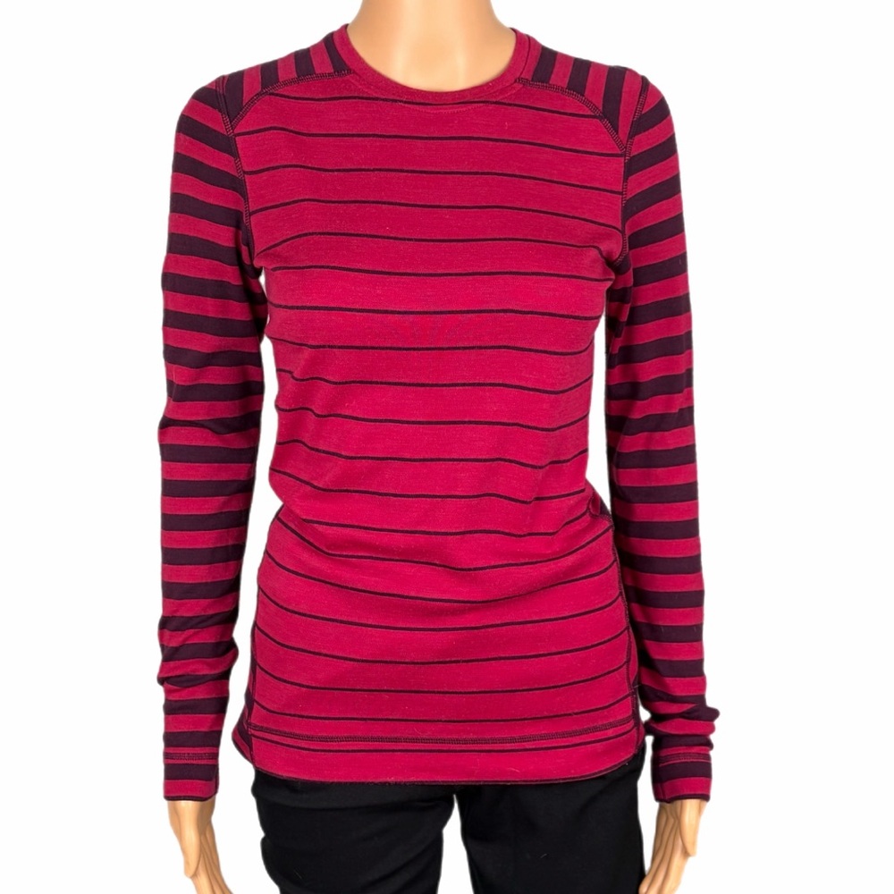 Smartwool 100% Merino Wool NTS Mid 250 Pattern Crew striped base layer. Medium - Picture 2 of 11